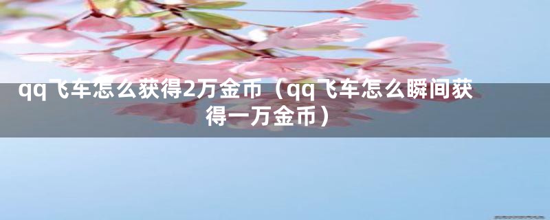 qq飞车怎么获得2万金币(qq飞车怎么瞬间获得一万金币)