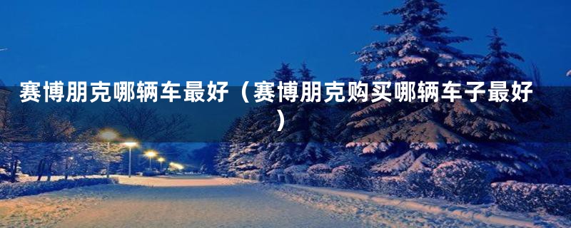 赛博朋克哪辆车最好（赛博朋克购买哪辆车子最好）