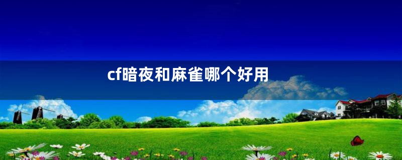 cf暗夜和麻雀哪个好用