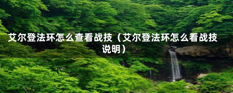 艾尔登法环怎么查看战技（艾尔登法环怎么看战技说明）