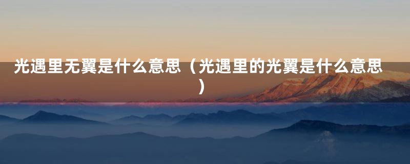 光遇里无翼是什么意思（光遇里的光翼是什么意思）