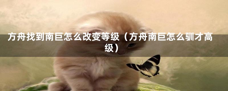 方舟找到南巨怎么改变等级(方舟南巨怎么驯才高级)