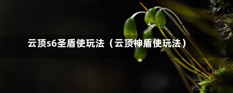 云顶s6圣盾使玩法（云顶神盾使玩法）