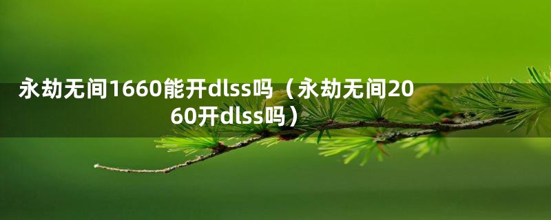 永劫无间1660能开dlss吗(永劫无间2060开dlss吗)