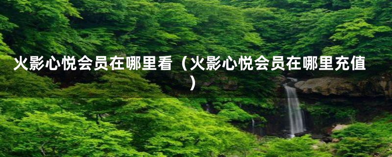 火影心悦会员在哪里看(火影心悦会员在哪里充值)