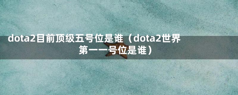 dota2目前顶级五号位是谁(dota2世界第一一号位是谁)