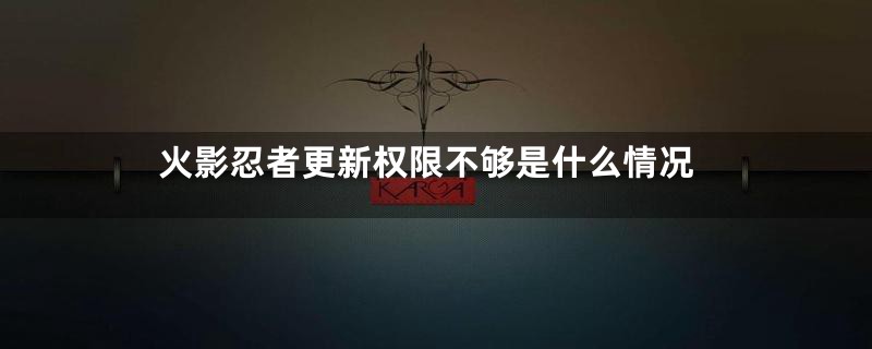 火影忍者更新权限不够是什么情况