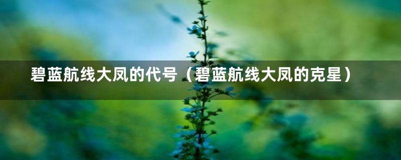 碧蓝航线大凤的代号(碧蓝航线大凤的克星)