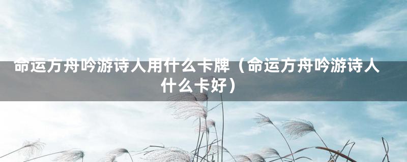 命运方舟吟游诗人用什么卡牌(命运方舟吟游诗人什么卡好)