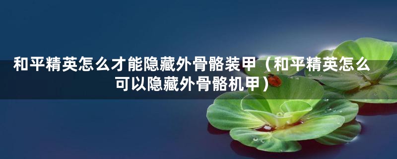 和平精英怎么才能隐藏外骨骼装甲（和平精英怎么可以隐藏外骨骼机甲）