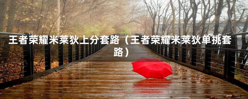 王者荣耀米莱狄上分套路(王者荣耀米莱狄单挑套路)