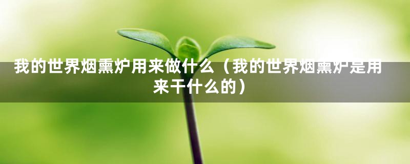 我的世界烟熏炉用来做什么（我的世界烟熏炉是用来干什么的）
