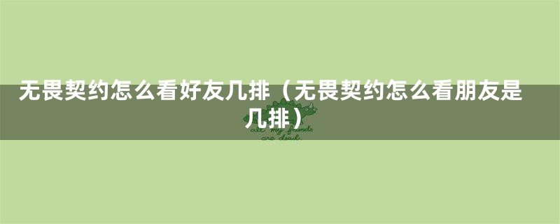 无畏契约怎么看好友几排(无畏契约怎么看朋友是几排)
