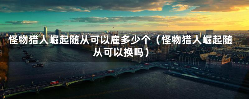 怪物猎人崛起随从可以雇多少个（怪物猎人崛起随从可以换吗）