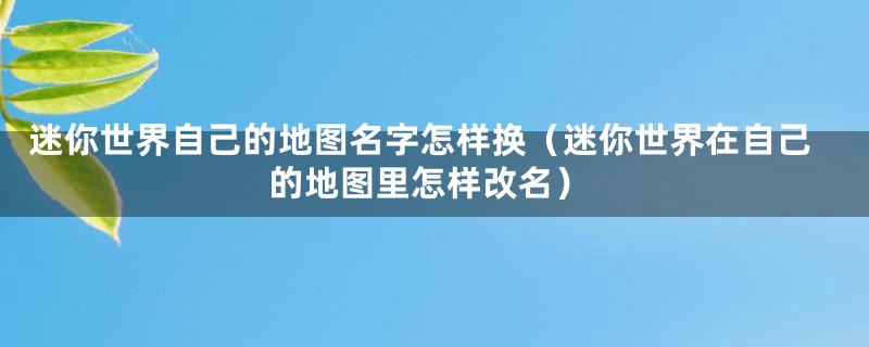 迷你世界自己的地图名字怎样换（迷你世界在自己的地图里怎样改名）