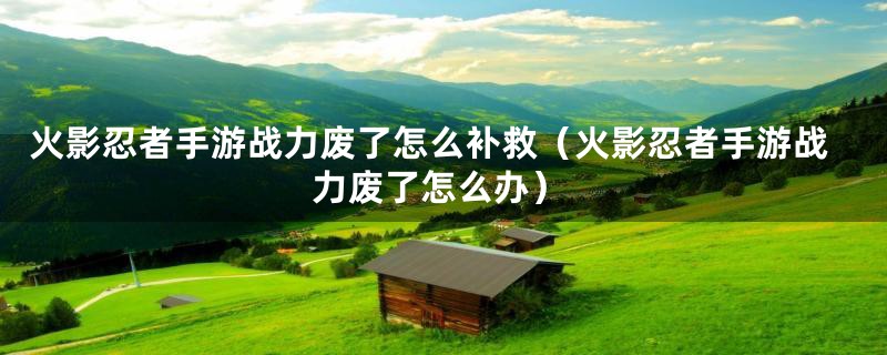 火影忍者手游战力废了怎么补救(火影忍者手游战力废了怎么办)
