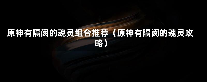 原神有隔阂的魂灵组合推荐（原神有隔阂的魂灵攻略）