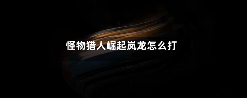 怪物猎人崛起岚龙怎么打