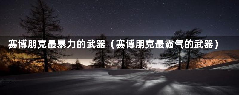 赛博朋克最暴力的武器（赛博朋克最霸气的武器）