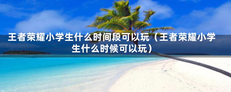 王者荣耀小学生什么时间段可以玩（王者荣耀小学生什么时候可以玩）