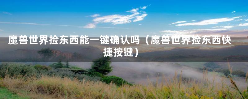 魔兽世界捡东西能一键确认吗（魔兽世界捡东西快捷按键）