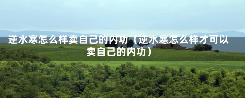 逆水寒怎么样卖自己的内功（逆水寒怎么样才可以卖自己的内功）