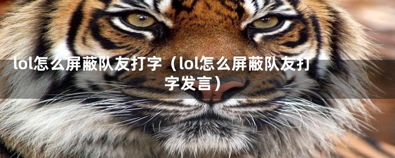 lol怎么屏蔽队友打字（lol怎么屏蔽队友打字发言）