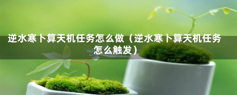 逆水寒卜算天机任务怎么做（逆水寒卜算天机任务怎么触发）