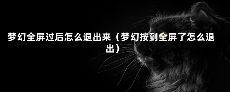 梦幻全屏过后怎么退出来（梦幻按到全屏了怎么退出）
