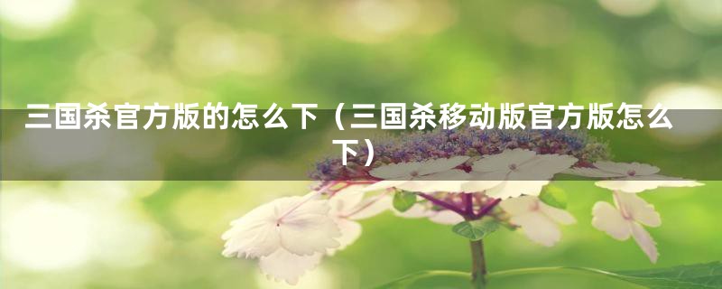 三国杀官方版的怎么下(三国杀移动版官方版怎么下)