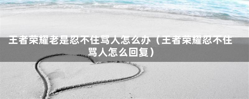 王者荣耀老是忍不住骂人怎么办(王者荣耀忍不住骂人怎么回复)