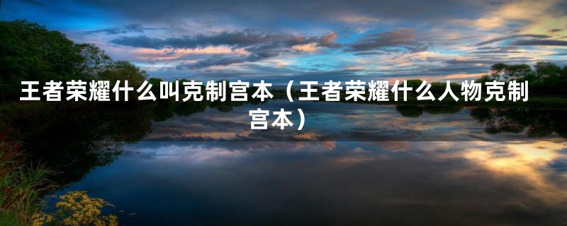 王者荣耀什么叫克制宫本（王者荣耀什么人物克制宫本）