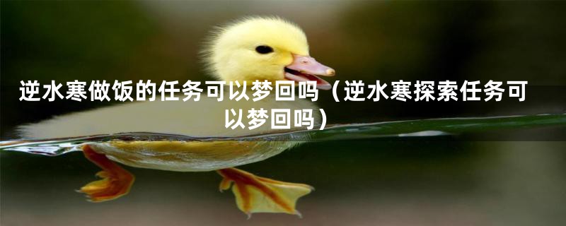 逆水寒做饭的任务可以梦回吗(逆水寒探索任务可以梦回吗)
