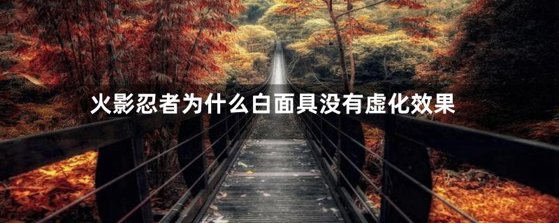 火影忍者为什么白面具没有虚化效果