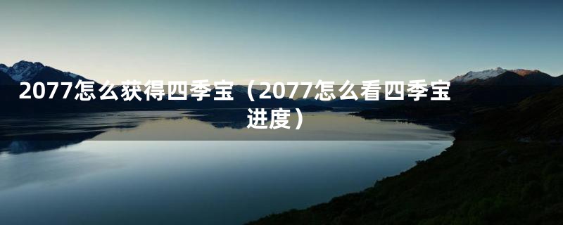 2077怎么获得四季宝(2077怎么看四季宝进度)