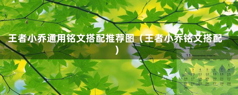 王者小乔通用铭文搭配推荐图(王者小乔铭文搭配)