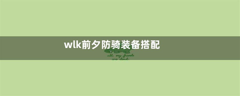 wlk前夕防骑装备搭配