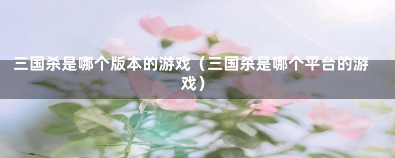 三国杀是哪个版本的游戏（三国杀是哪个平台的游戏）
