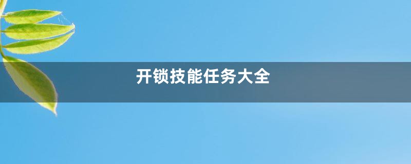 开锁技能任务大全