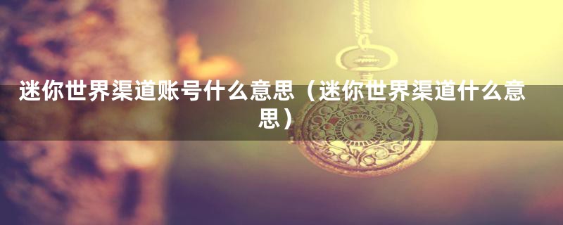 迷你世界渠道账号什么意思（迷你世界渠道什么意思）