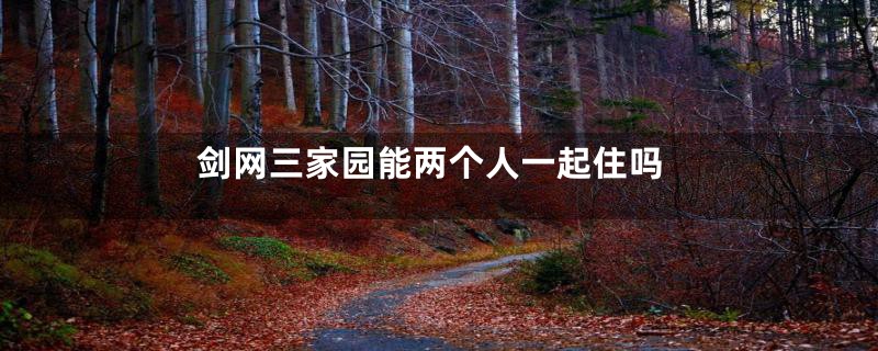 剑网三家园能两个人一起住吗