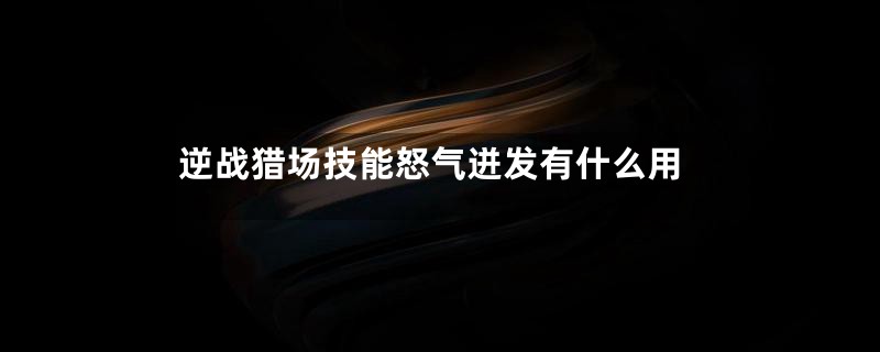 逆战猎场技能怒气迸发有什么用