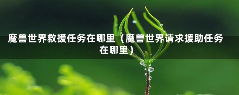 魔兽世界救援任务在哪里(魔兽世界请求援助任务在哪里)
