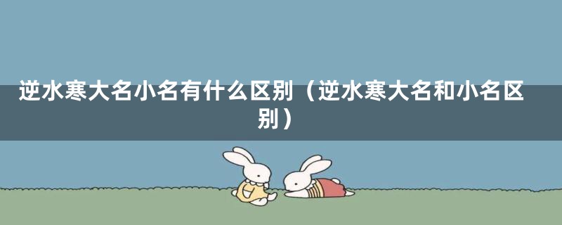 逆水寒大名小名有什么区别(逆水寒大名和小名区别)