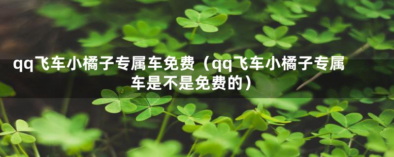qq飞车小橘子专属车免费（qq飞车小橘子专属车是不是免费的）