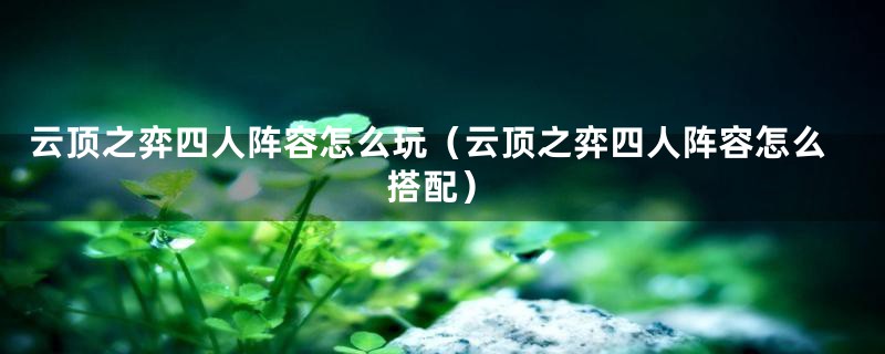 云顶之弈四人阵容怎么玩（云顶之弈四人阵容怎么搭配）