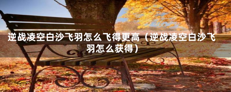 逆战凌空白沙飞羽怎么飞得更高(逆战凌空白沙飞羽怎么获得)