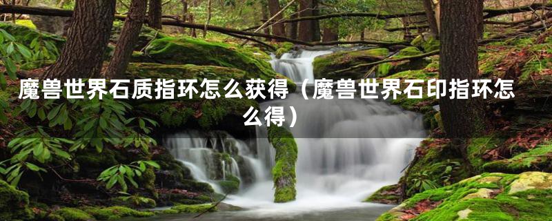 魔兽世界石质指环怎么获得(魔兽世界石印指环怎么得)