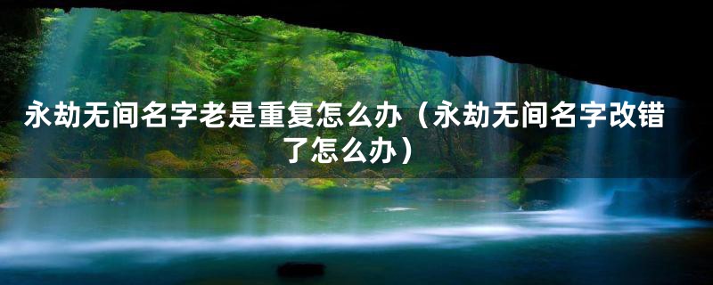 永劫无间名字老是重复怎么办（永劫无间名字改错了怎么办）