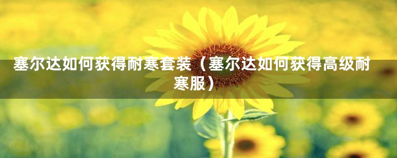 塞尔达如何获得耐寒套装（塞尔达如何获得高级耐寒服）
